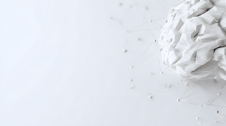 white paper brain model on a white backgroundの素材