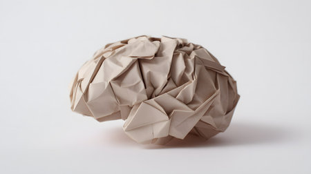 Paper model of the human brain on a white backgroundの素材