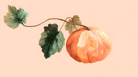 Pumpkin isolated on white background. Hand drawn watercolor illustrationの素材