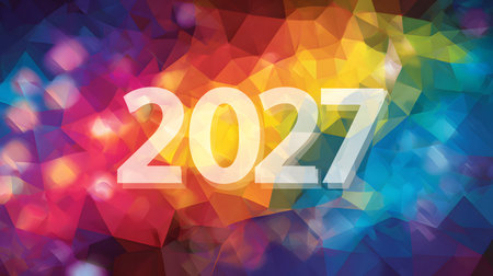 Abstract colorful polygonal background. Happy New Year 2027の素材