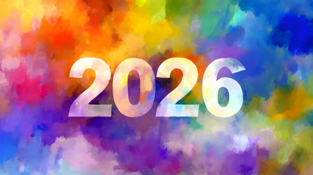 Happy New Year 2026. Abstract watercolor backgroundの素材