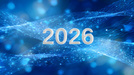 Happy New Year 2016 from dot connection on blue backgroundの素材