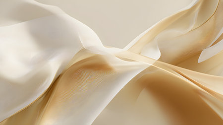 abstract background with smooth lines in beige and white colors. Close-up of rippled white satin fabric. Whole backgroundの素材