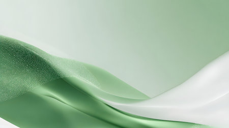 Abstract white and green wavy silk backgroundの素材