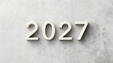 Happy New Year 2027, concrete background with copy space, white grunge wallの素材