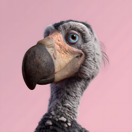 Portrait of a dodo bird on a pink backgroundの素材