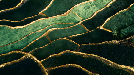 Golden and green emerald marble pattern texture with natural patterns as an abstract background for design. abstract background with gold and green marble patternの素材