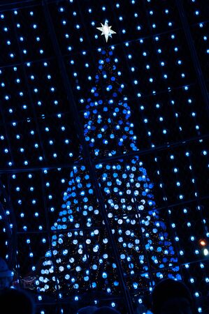 Xmas tree is shining through led lights at the Festival.の写真素材