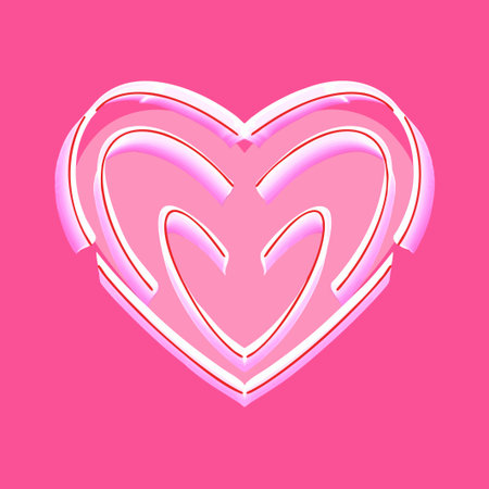 A heart shape with 3D lines forming a labyrinth against the solid pink background; a vector illustration symbolizing intricate love paths and finding a couple, for Valentine's dayのイラスト素材