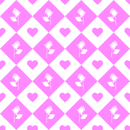 Roses seamless vector geometric monochromatic background - pattern for continuous replicate on pink background.のイラスト素材