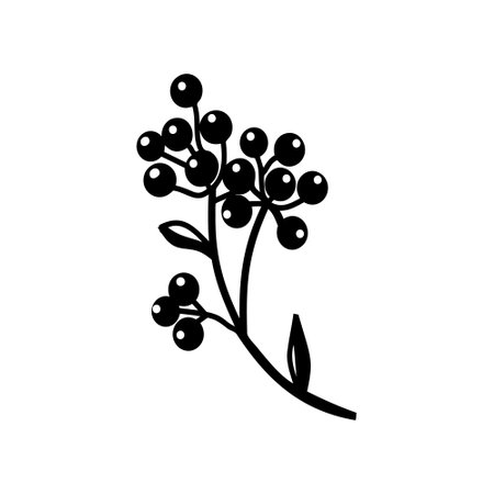 Hand drawn black ink floral clip atrのイラスト素材