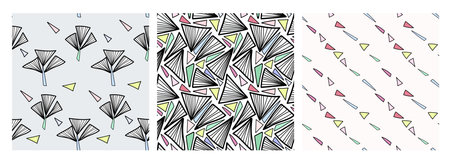 Abstract seamless pattern set, hand drawn geometry elements