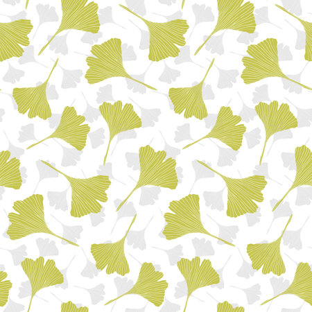 Ginko biloba Floral seamless pattern with ginkgo leaves.Vector backgraund