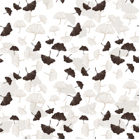 Seamless pattern with ginkgo leaves. Vector illustration.のイラスト素材