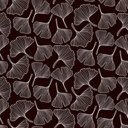 Ginkgo leaves seamless pattern. Vector illustration of ginkgo leaves.のイラスト素材