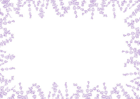 Lavender line art flower frame for card or invite. Vector backgroundのイラスト素材