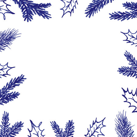 Christmas tree hand drawn floral elementsのイラスト素材