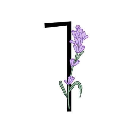 Lavender blossom violet little flower number for wedding design of card or invitation. Vector illustrations, isolated on white background for summer floral designのイラスト素材