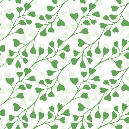 Green leaves simple greenery seamless pattern with silhouette nature branch for textile design, fabric, scrapbook paper, wallpaper.のイラスト素材
