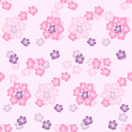 Floral seamless pattern hydrangea spring flower for fabric design or scrapbook paper, wallpaperのイラスト素材
