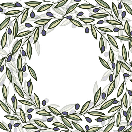 Vector background with olive tree decoration. Vegan food illustrationのイラスト素材