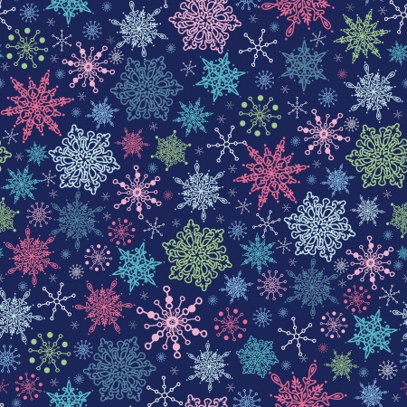 Holiday Snowflakes At Night Seamless Backgroundのイラスト素材