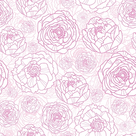 Drawn Pink Flowers Seamless Pattern Backgroundのイラスト素材