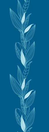 Blue Bamboo Leaves Vertical Seamless Pattern Borderのイラスト素材