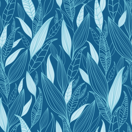 Blue Bamboo Leaves Seamless Pattern Backgroundのイラスト素材