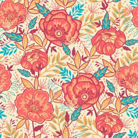 Bright Garden Flowers Seamless Patternのイラスト素材