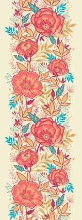 Bright Garden Flowers Vertical Seamless Pattern Borderのイラスト素材