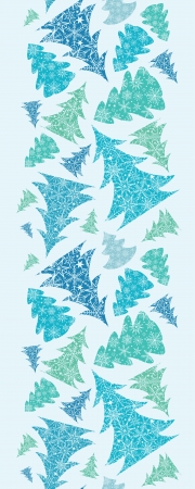 Snowflake Textured Christmas Trees Vertical Seamless Borderのイラスト素材