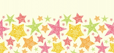 Snowflake Textured Christmas Stars Horizontal Seamless Pattern のイラスト素材