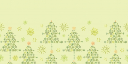 Snowflake Christmas Trees Horizontal Seamless Pattern Borderのイラスト素材