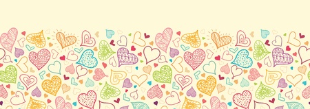 Doodle Hearts Horizontal Seamless Pattern Background Borderのイラスト素材