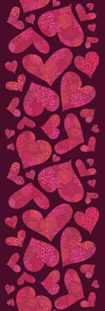 Textured Red Hearts Vertical Seamless Pattern Backgroundのイラスト素材