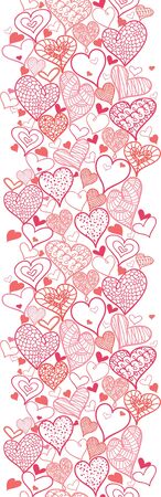 Valentine s Day Hearts Vertical Seamless Pattern Borderのイラスト素材