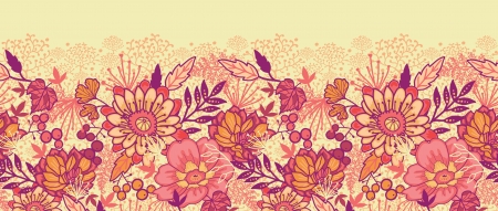 Illustration for Fall flowers horizontal seamless pattern background border - Royalty Free Image