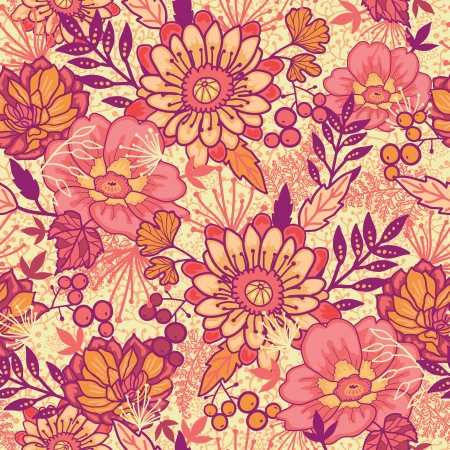 Fall flowers seamless pattern backgroundのイラスト素材