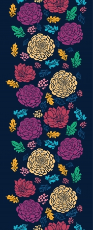 Colorful vibrant flowers on dark vertical seamless patternのイラスト素材