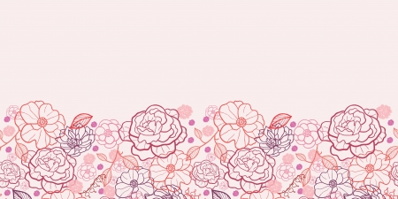 Line art flowers horizontal seamless pattern background borderのイラスト素材