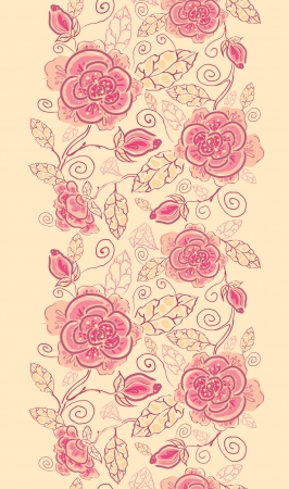Line art roses vertical seamless pattern background border のイラスト素材