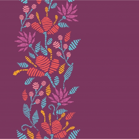 Emboridered Flowers Vertical Seamless Pattern borderのイラスト素材