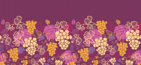 Sweet grape vines horizontal seamless pattern background borderのイラスト素材