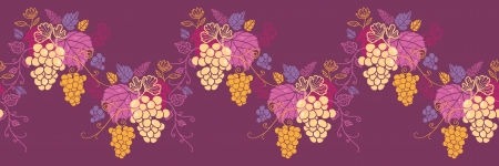 Sweet grape vines horizontal seamless pattern wave borderのイラスト素材