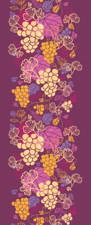Sweet grape vines vertical seamless pattern background borderのイラスト素材