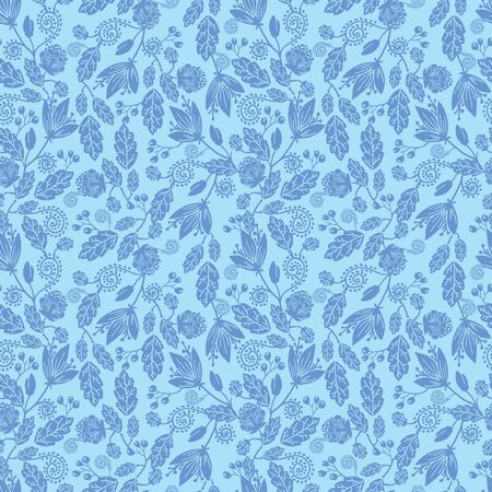 Floral Silhouettes In the Wind Seamless Pattern backgroundのイラスト素材