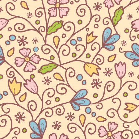 Flowers and leaves seamless pattern backgroundのイラスト素材