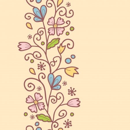 Flowers and leaves vertical seamless pattern background borderのイラスト素材