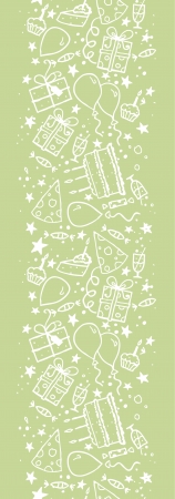 Birthday doodle vertical seamless pattern background borderのイラスト素材